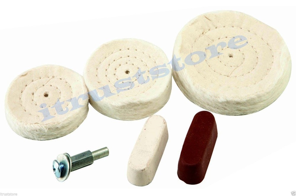 6 PC POLISHING BUFF BUFFING BUFFER POLISH WHEEL FOR ELECTRIC DRILL 1/4" SHANK