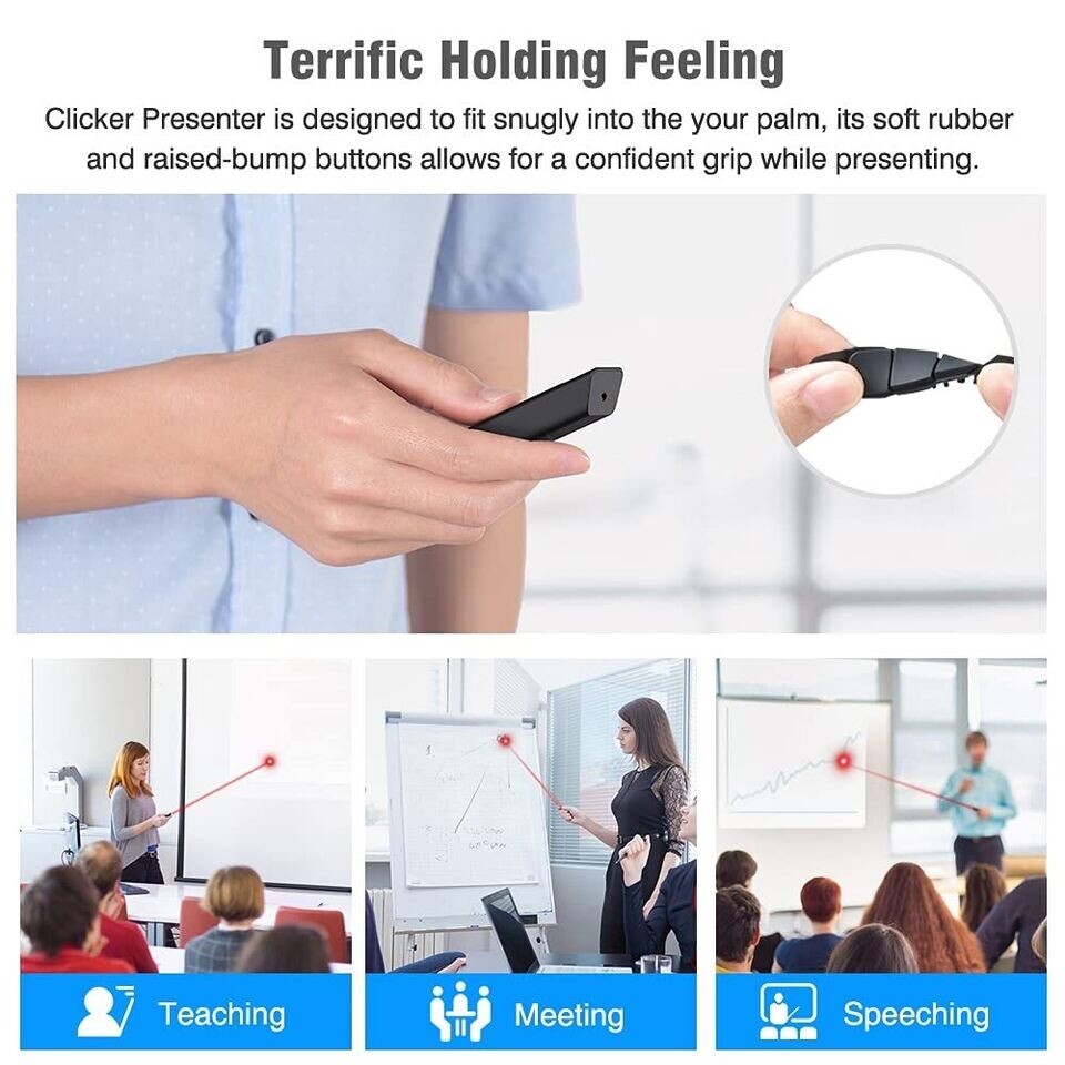 2 DinoFire Presentation Clicker 100FT Wireless Presenter Remote PowerPoint Clic