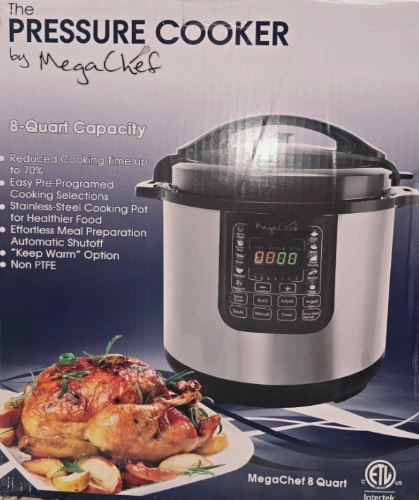 Megachef 8-Quart Digital Pressure Cooker – Steel, Black & Silver,Multi-Function