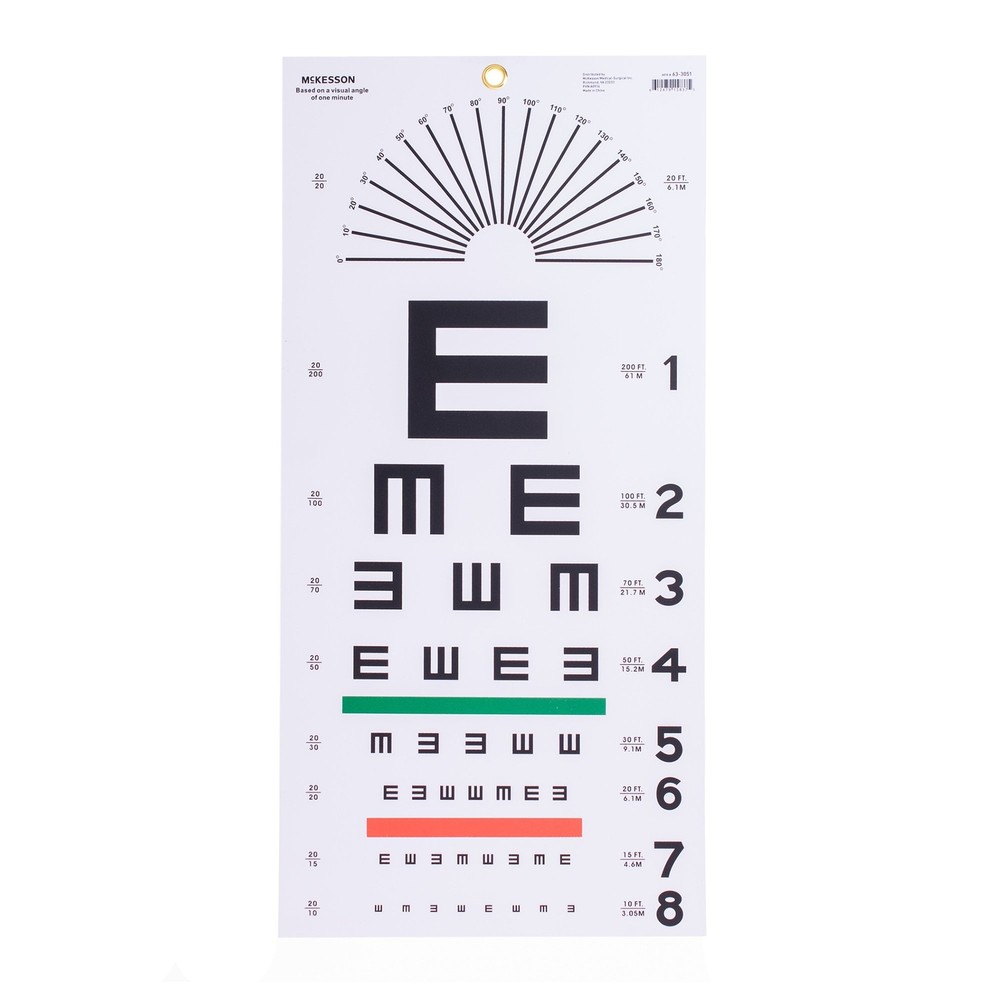 McKesson 20 Foot Distance Wall Mount Eye Chart Tumbling E 5 per Bag