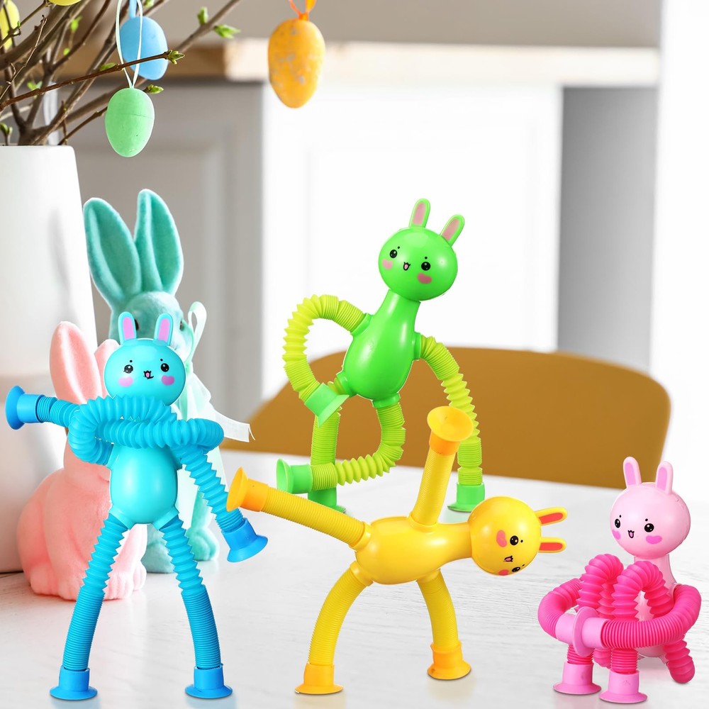 12 Pack Telescopic Suction Cup Easter Bunny Bulk Easter Egg Fillers Basket St...