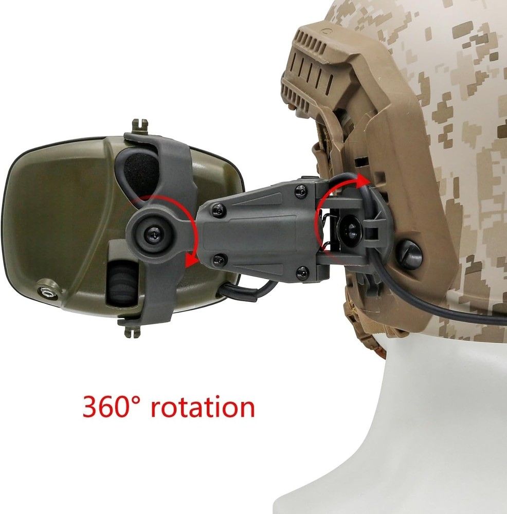 Tactical Helmet ARC Adapter - Foldable Headset Mount for Howard Leight Earmuffs