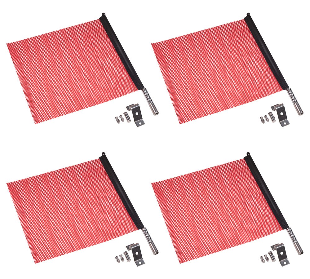 (4) EZ Mount Warning Flag Red 18" x 18" Spring Loaded Quick n Easy Disconnect