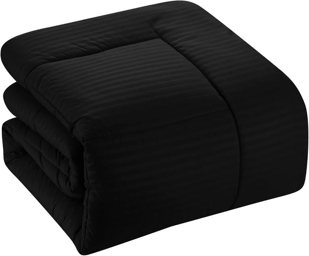 Black Dobby Queen Comforter Set with 8 Pieces