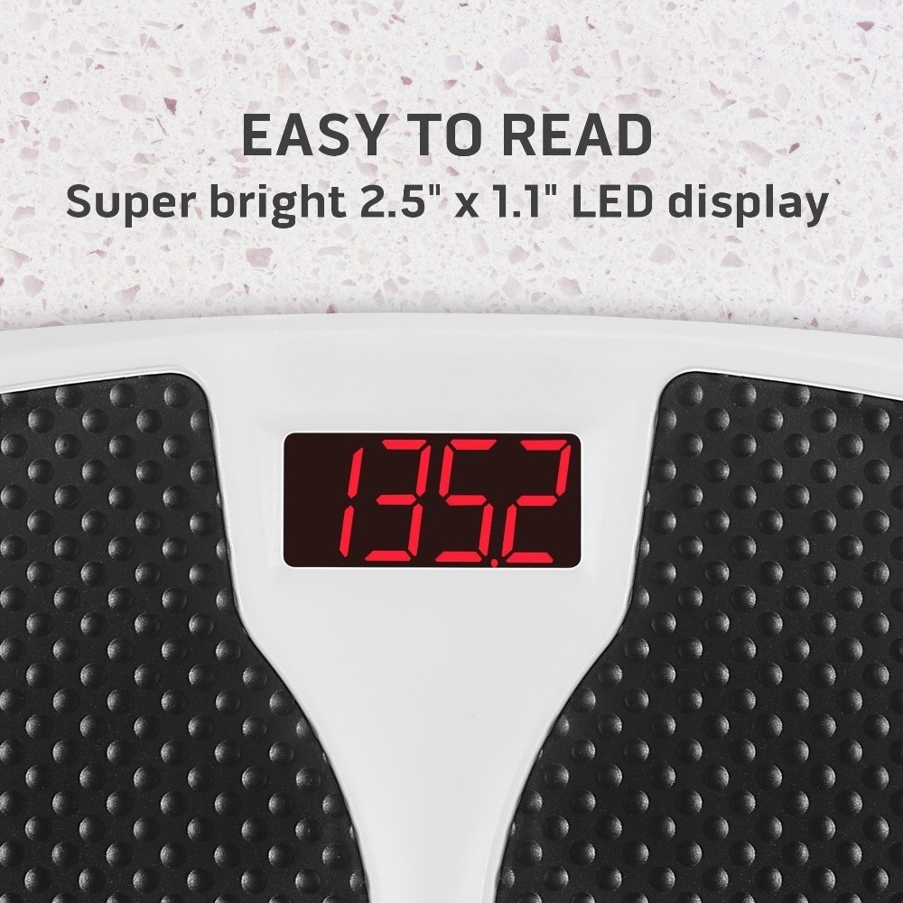 Split Mat Digital Scale, 400 lbs Capacity, LED Display, Black and White