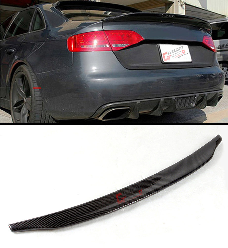 FOR 2013-2016 AUDI A4 HIGH KICK DUCKBILL REAL CARBON FIBER TRUNK SPOILER WING