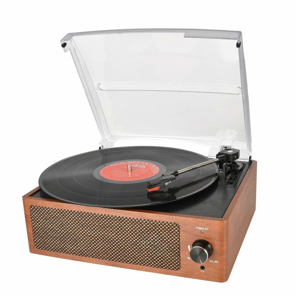Bluetooth Record Player Belt-Driven 3-Speed Turntable, with Headphone Jack