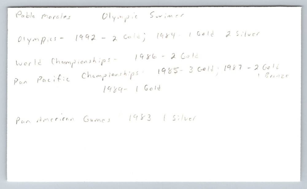 Pablo Morales Signed Index Card - Olympics