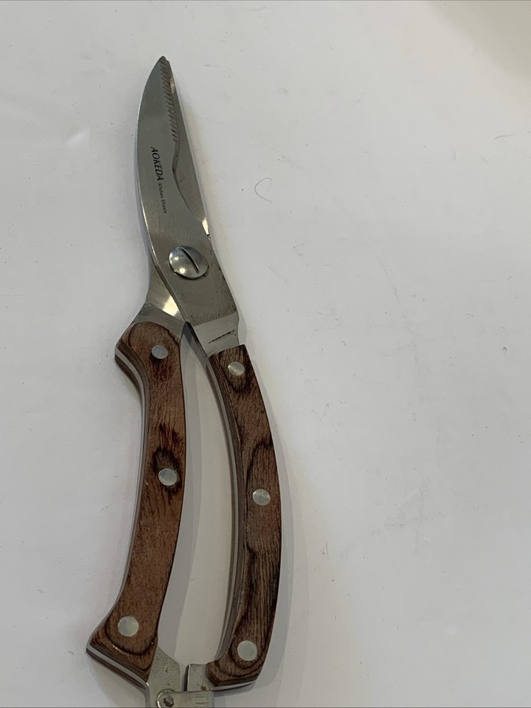 Aokeda CHEF KITCHEN SHEARS Scissors Spring Loaded Wood Handles