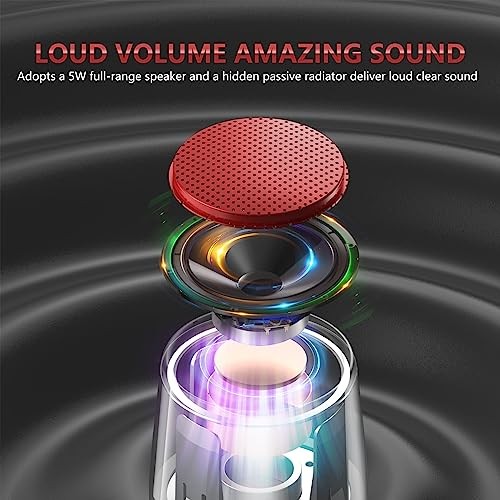 Small Bluetooth Speaker, Waterproof Mini Portable Wireless Speaker, 1-Red
