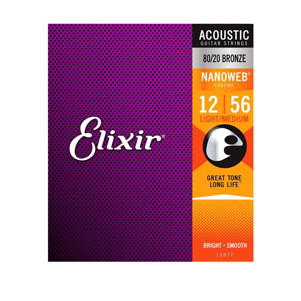 Used Elixir Light-Medium Acoustic 80/20 Bronze with NANOWEB® Coating