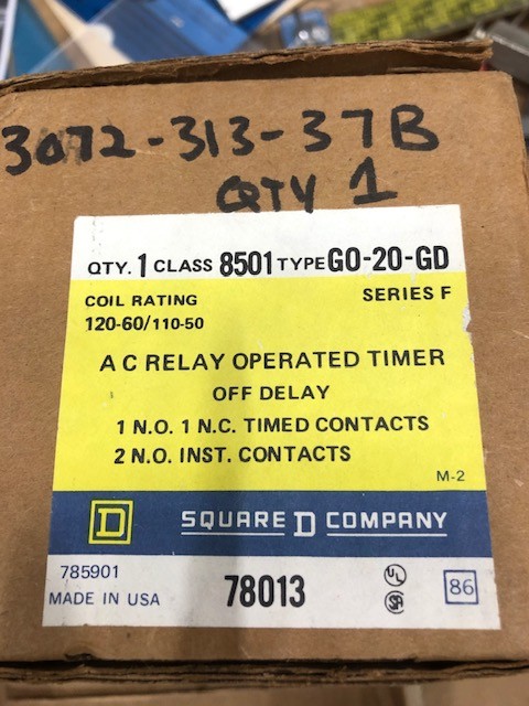 SQUARE-D # 8501-GO-20-GD AC TIMER RELAY NOS