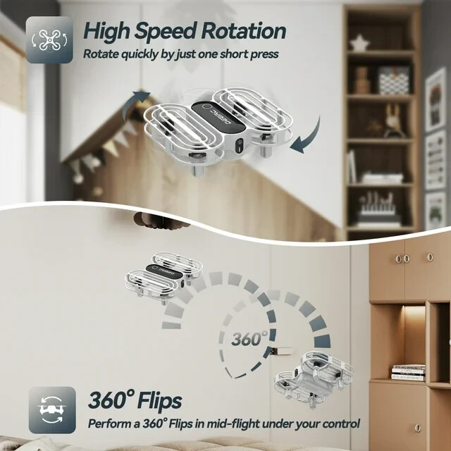 DEERC D11 Mini Drone Auto Hover Circle Fly 3 Speed Headless Mode 2 Batteries RTF