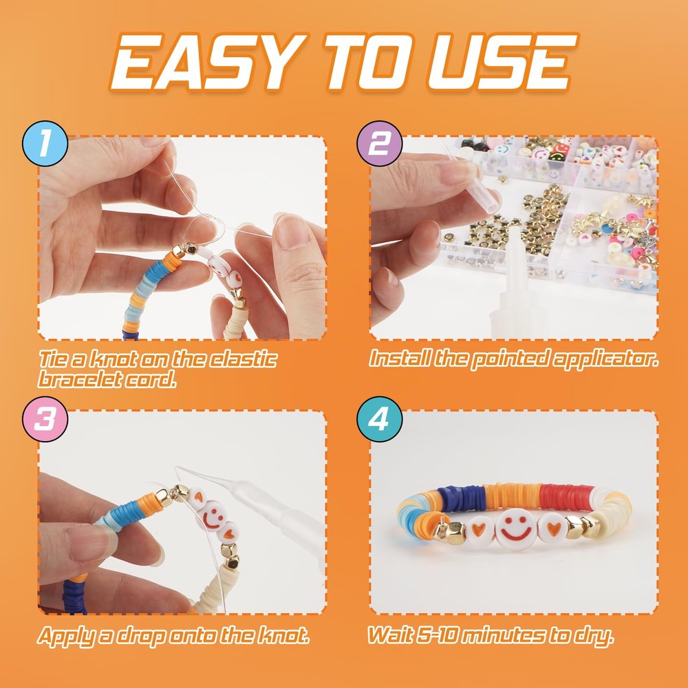 Bracelet Strings Professional Elastic String Knot Fixing Drip, Clear