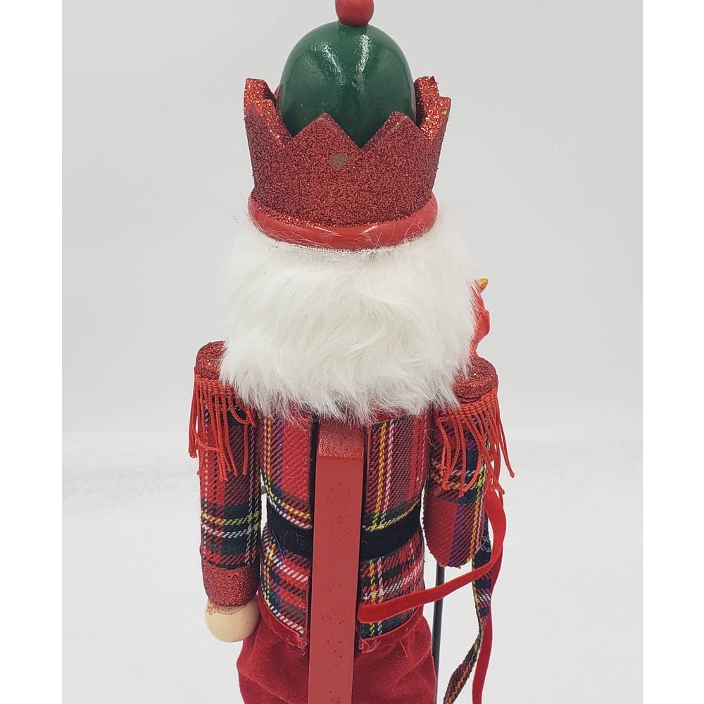 Nutcracker Red Bird Cane Glittered Christmas Holiday Decor 15" Tall
