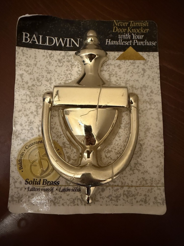 Baldwin Solid Brass Never Tarnish Door Knocker New in Package