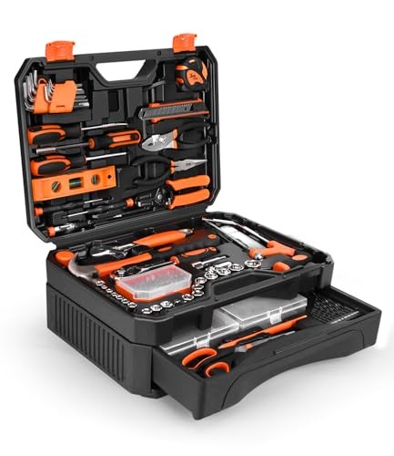 328-Piece Tool Set - Tool Kit Toolbox Storage Case with Drawer, General Orange