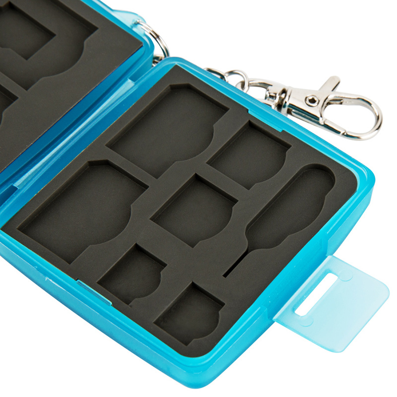 JJC Memory Card Case Mini w/ Lock&Ring 2SD+2MSD+2SIM+2Micro SIM+2Nano SIM Cards