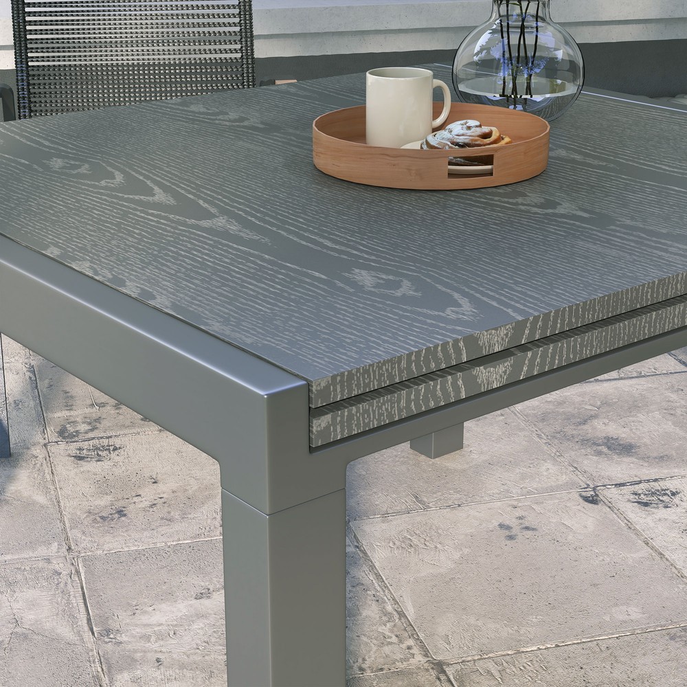 Outsunny Extendabl Outdoor Dining Table, Aluminum Frame Garden Table, Gray