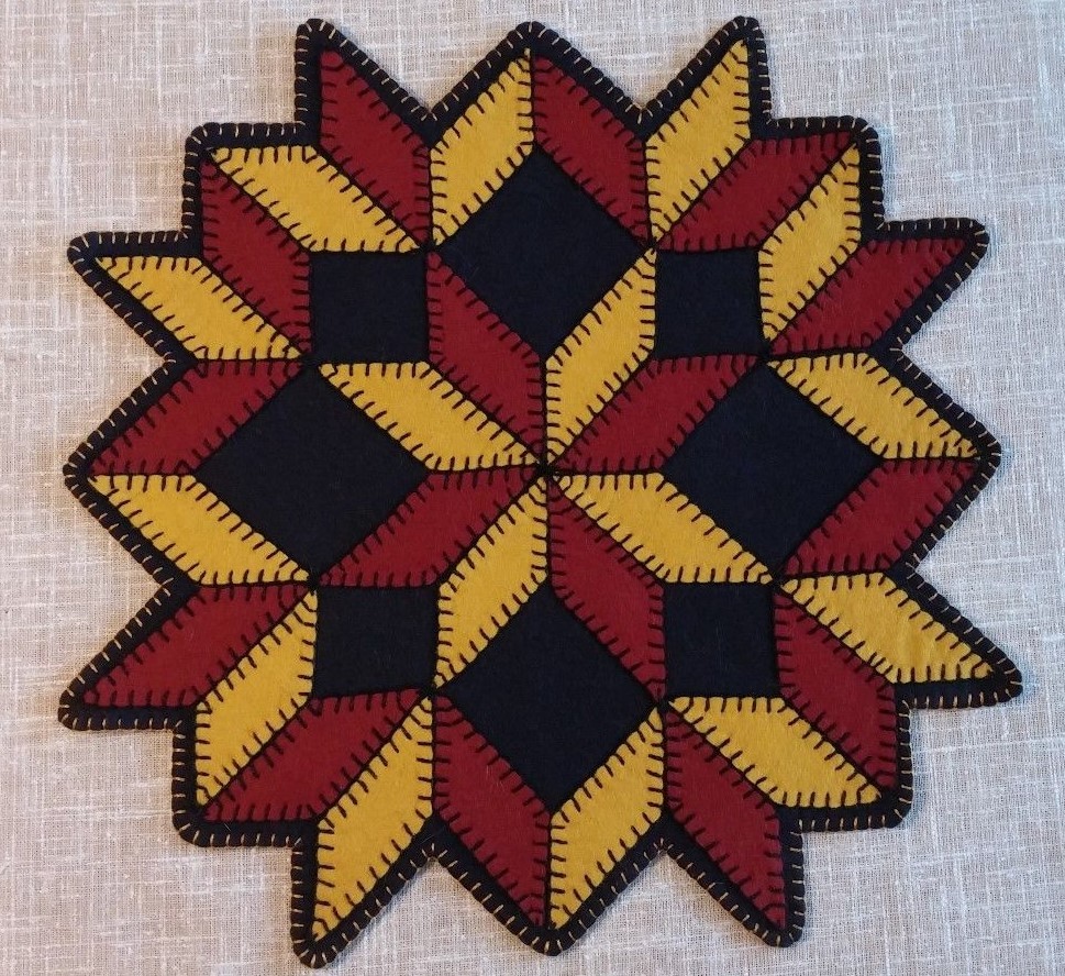 TM-09 "Thread Song" Star Burst Penny Rug Tablemat (Needlework Sewing pattern)