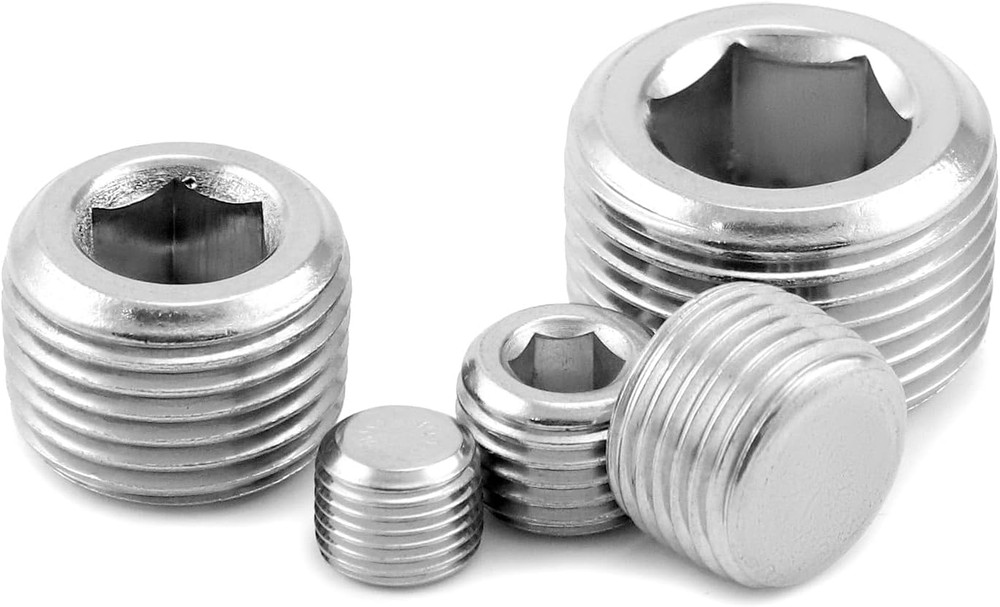 QWORK 304 Stainless Steel Pipe Fitting Kit Hex Countersunk Plug Assortment Set w