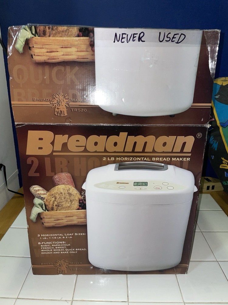 Open Box Breadman Bread Maker 3 Horizontal Loaf Sizes 8 Function TR520 2lb Model