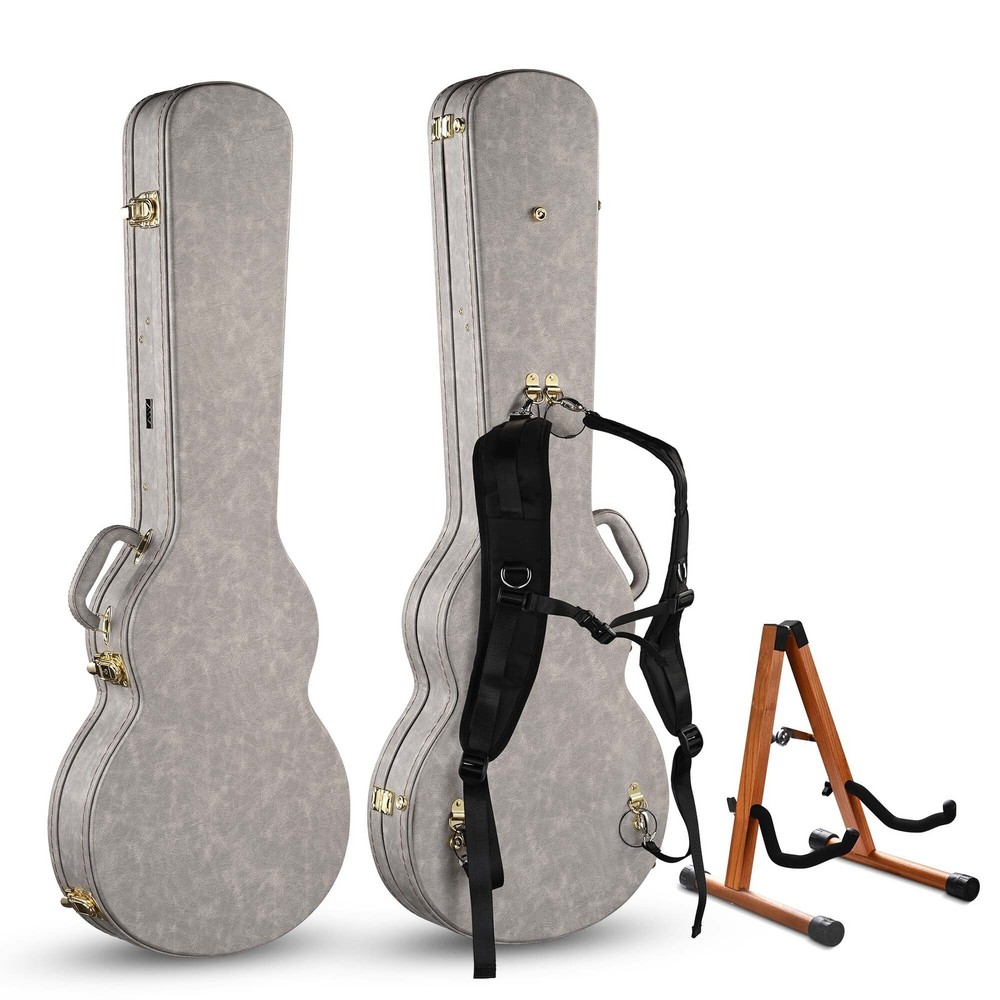 Xcceries Electric Guitar Hard Case with Stand & Backpack Strap for LP Style