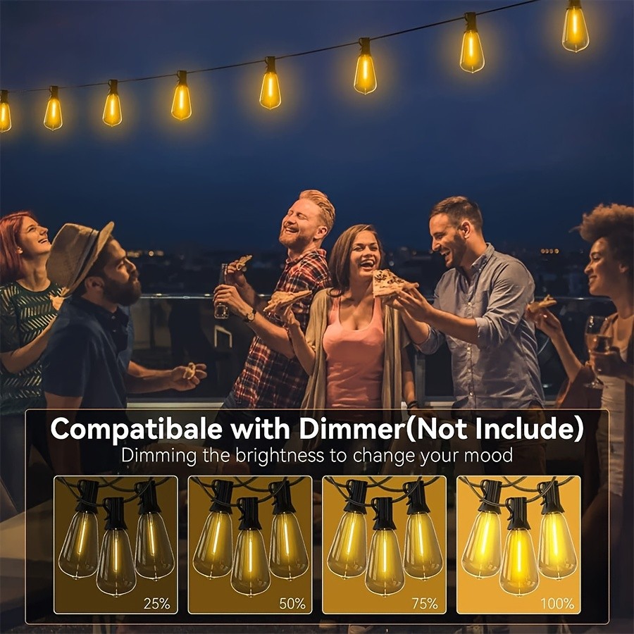 50FT Solar String Lights for Patio Waterproof Outdoor Connectable ST38 LED Light