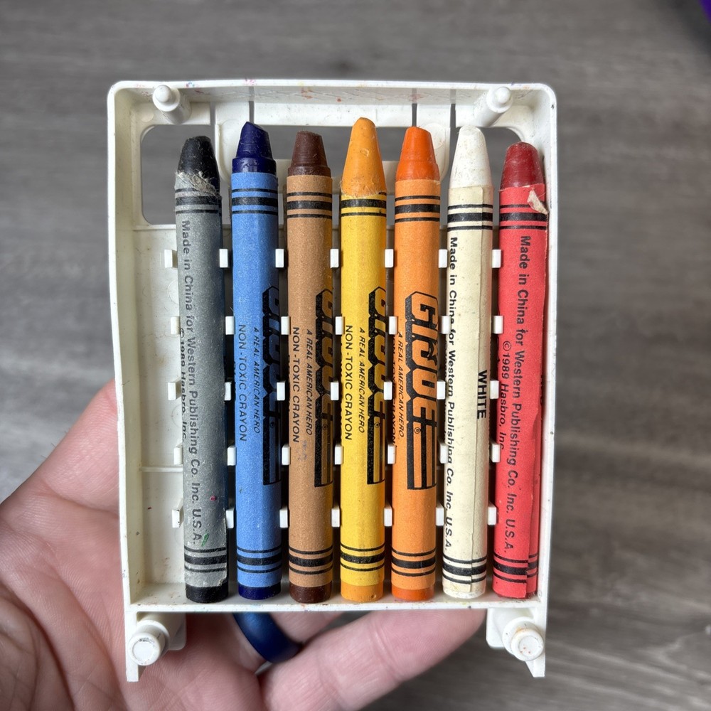 1989 GI Joe Crayons/Case W/ Built-in Sharpener Vintage Missing One Crayon Read