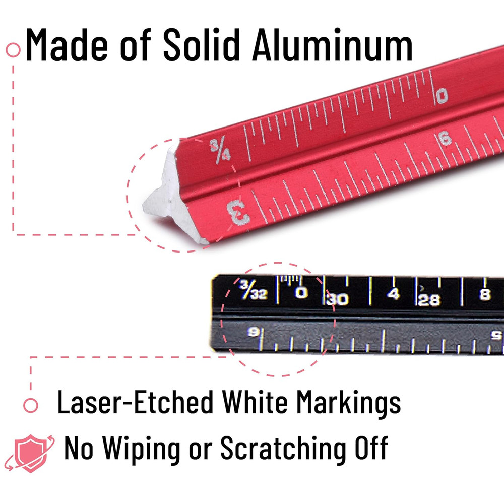 - 6 Inch, 2 Pack, Pocket Size Ruler, Small Architectural Scale
