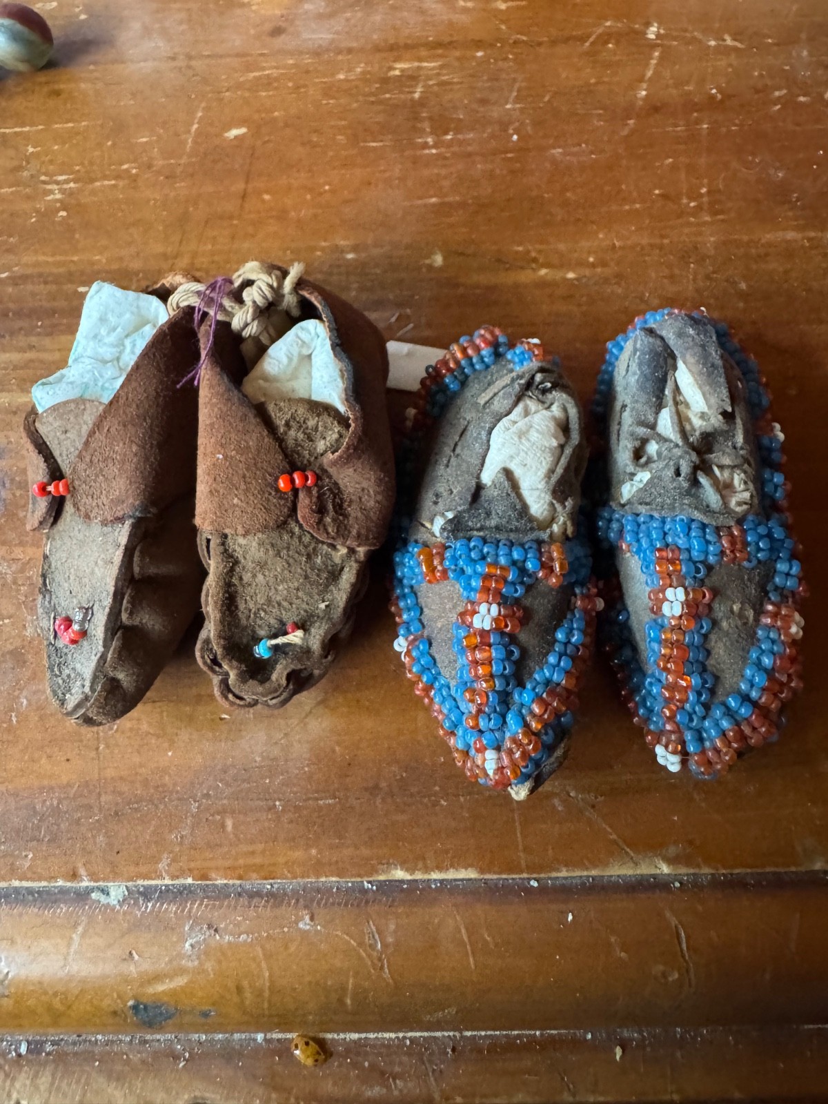Antique Vintage Native American Beaded Moccasins Doll or Infant
