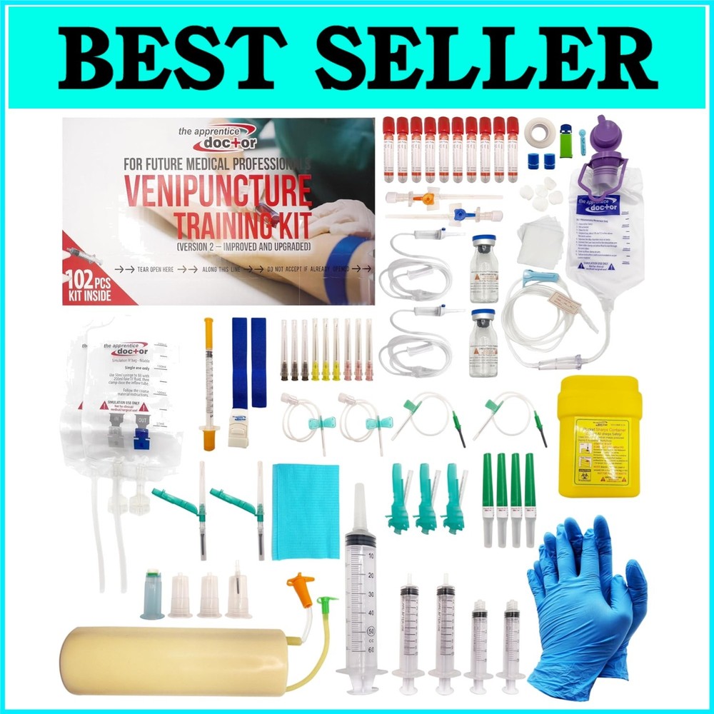 Portable IV & Phlebotomy Practice Kit - 102-Piece Training with Online Course