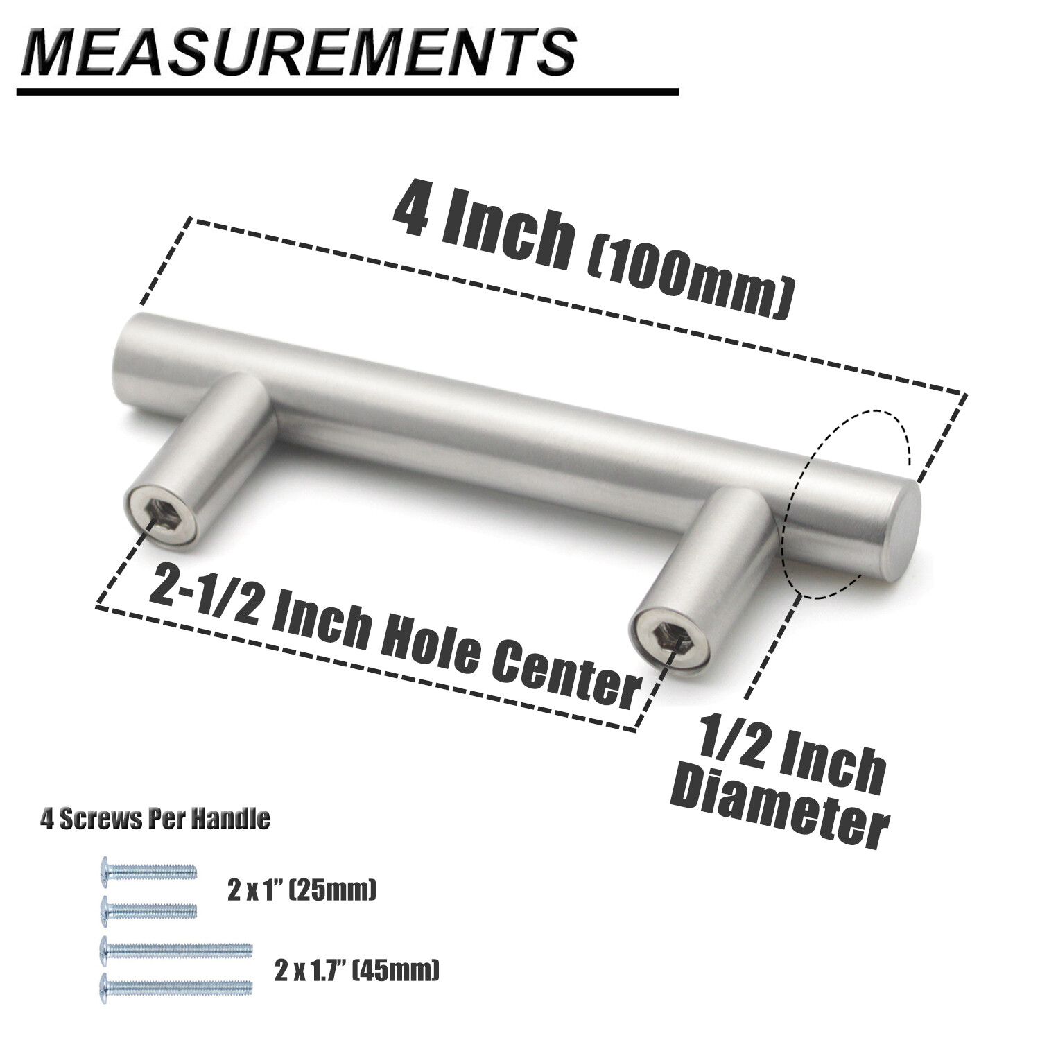10Pack Brushed Nickel Cabinet Pulls Drawer T Bar Handles Stainless Steel