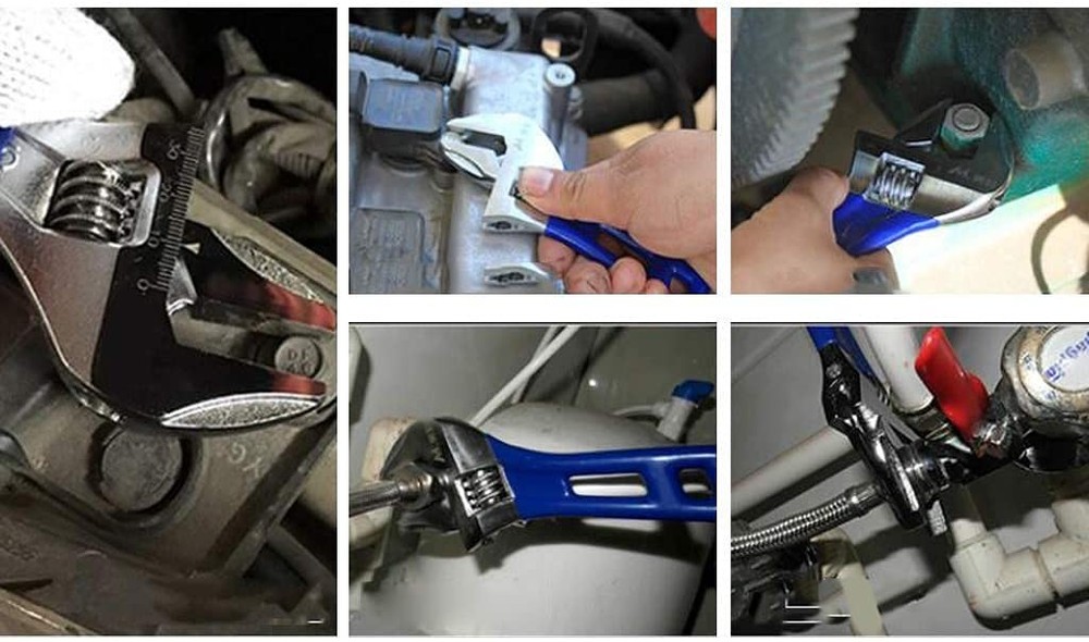 Stubby Adjustable Wrench with Wide Opening,Mini Adjustable Wrench Spanner wit...