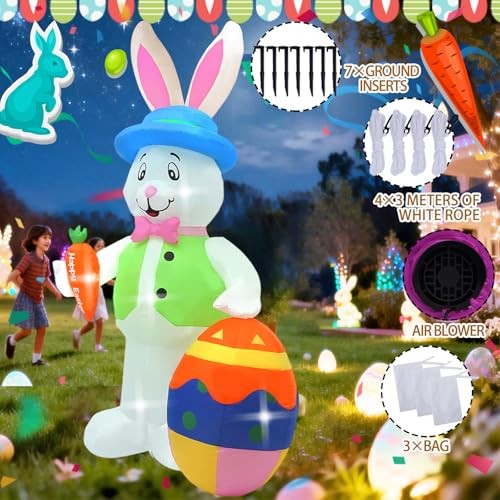 12FT Bunny Holding Egg Easter Inflatable Decoration 12FT rabbit holding eggs