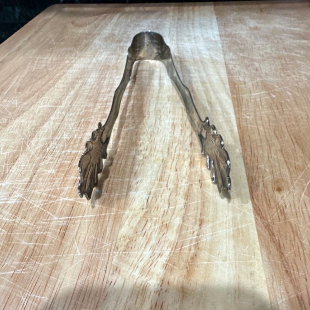 Silver Plated Decorative Shell Design Tongs Collectible Ornate