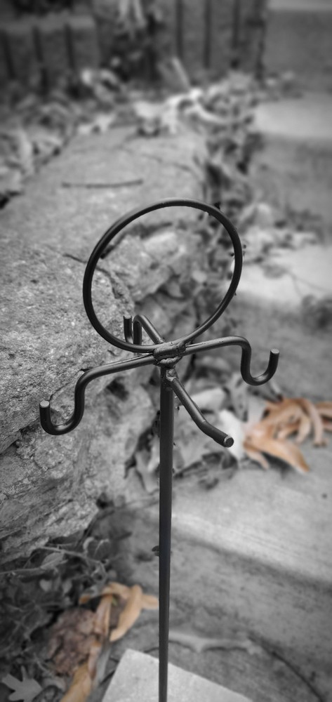 Fireplace Implement Hanger/Post, Firepit, Stone Base Design-Made by Blacksmith