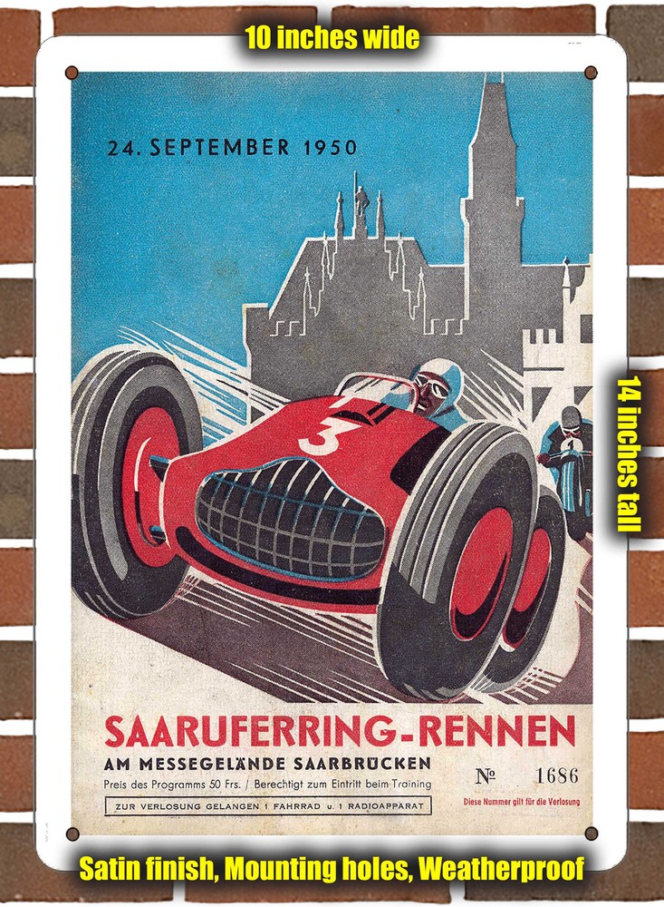 Metal Sign - 1950 Saarbrücken Racing Program - 10x14 inches
