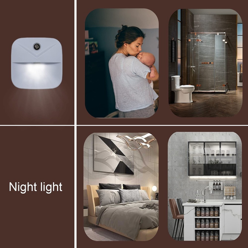 Motion Sensor LED Night Light 6 Pack Plug-In for Bathroom Kitchen Hallway Use