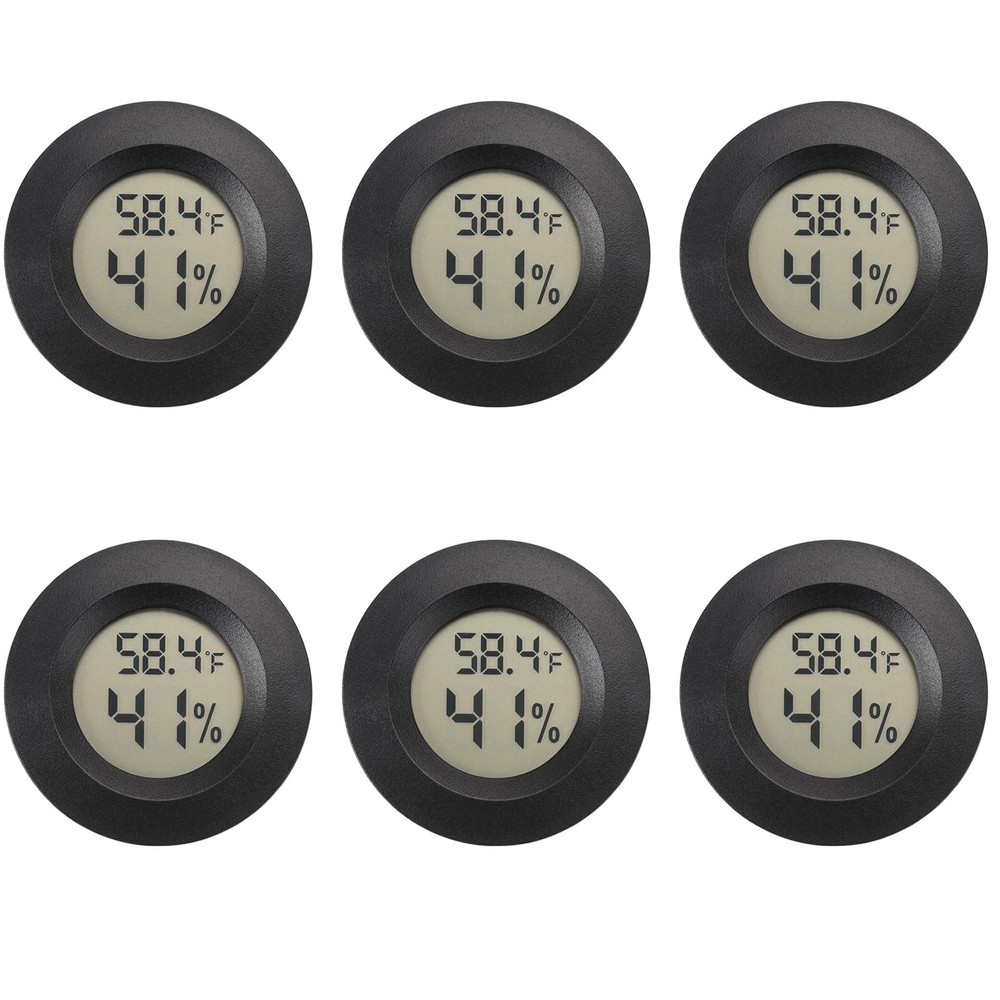 Mini Hygrometer Digital Thermometer Humidity Meter 6 Pack Black