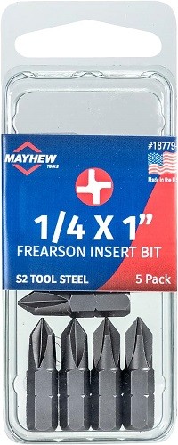 Mayhew 18779-5 - 1/4" x 1" Frearson Insert Bit, 5 Pack - 1EA