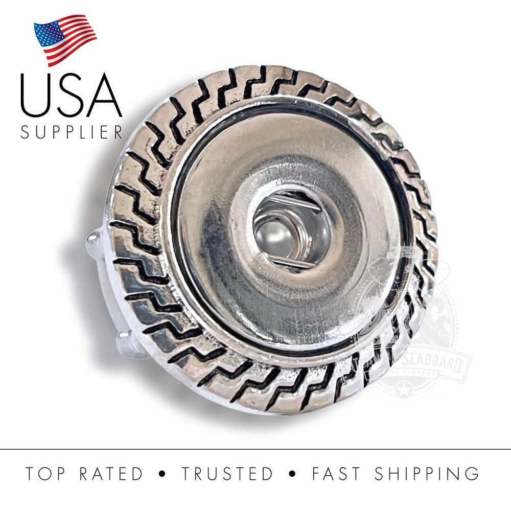 Snap Button Adjustable Stretchy Ring Greek Key Pattern Fits 18-20mm Snaps