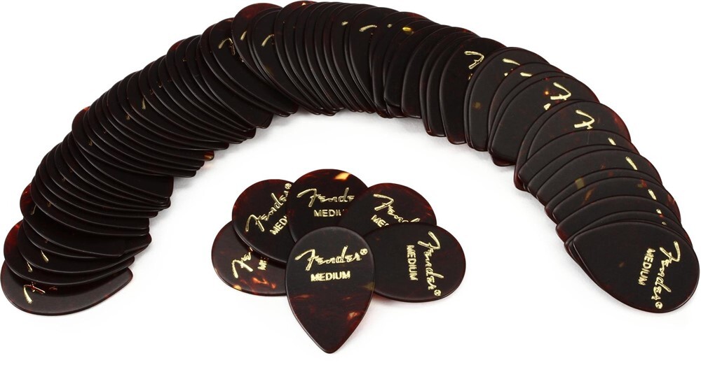 NEW Fender Classic Celluloid 358 Shape Picks (72), Medium - SHELL, #198-0358-300