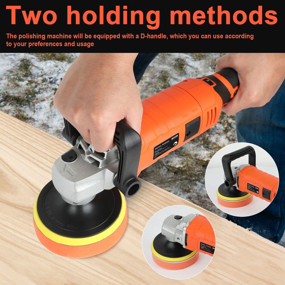 Car Polisher Buffer 1580W Auto Polishing Machine 7-Speed W/ Tool Buffing Pad Set