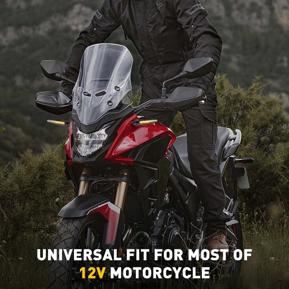 4X Motorcycle Sequential LED Turn Signal Blinker Light Indicator Amber Universal