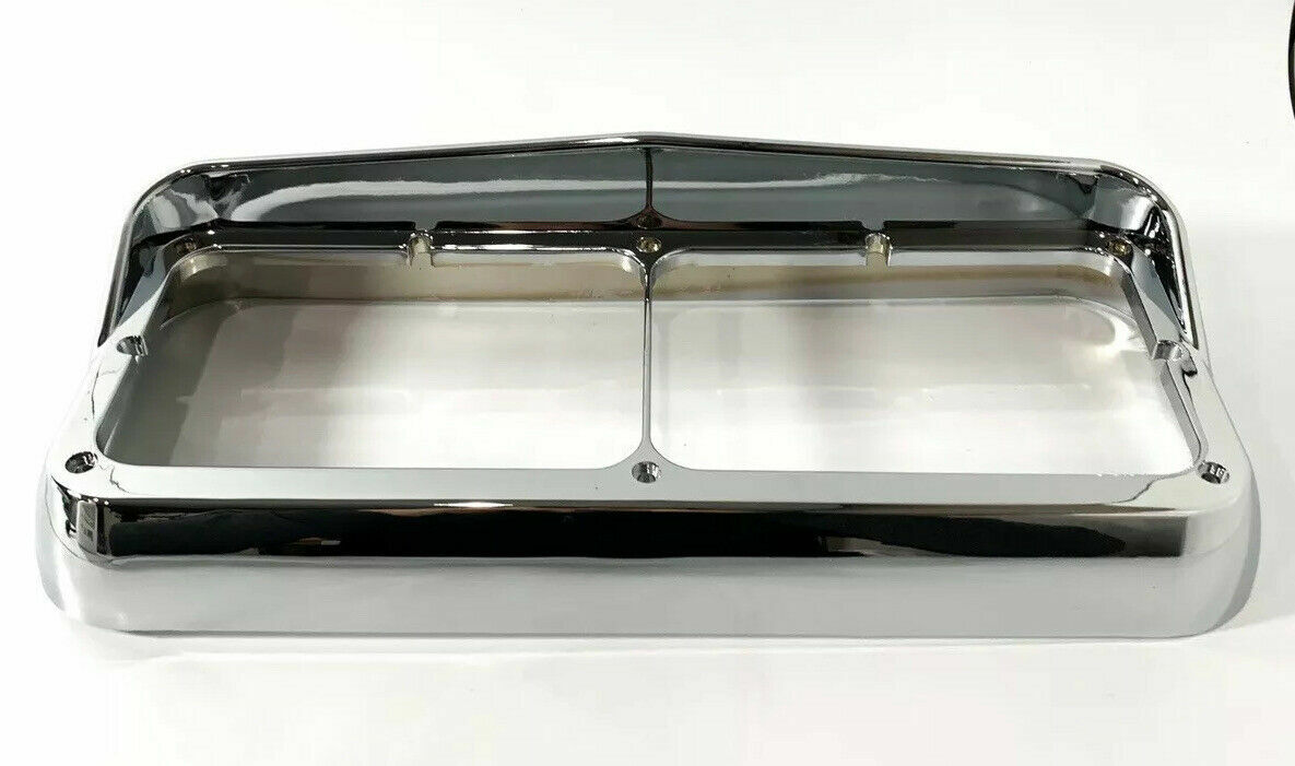 Pair Chrome Plastic Headlight Bezels w/ Visor For Dual Rectangle 4x6 Headlamp