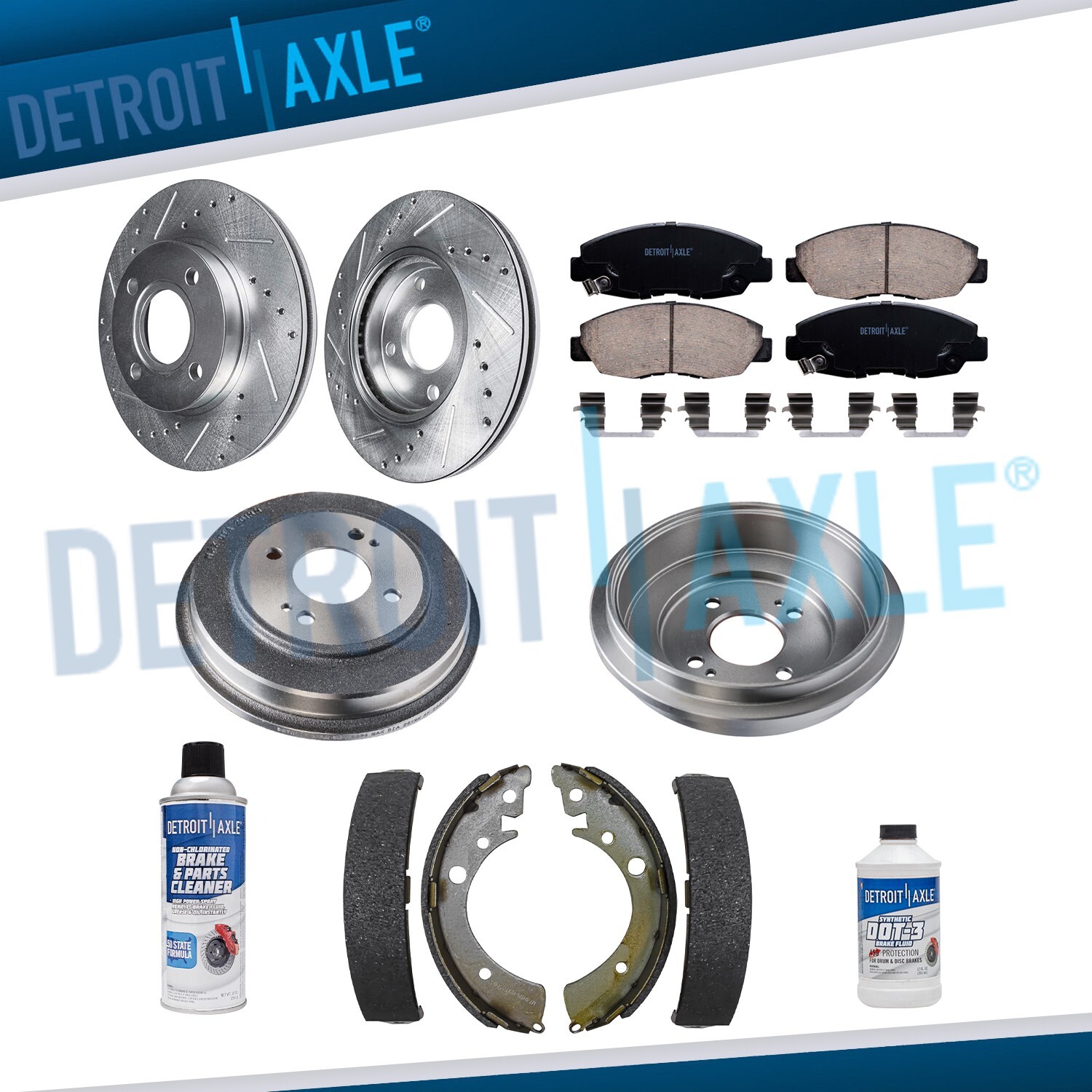 Front Rotors + Rear Drums + Brake Pads & Shoes for 2001 - 2005 Honda Civic 1.7L