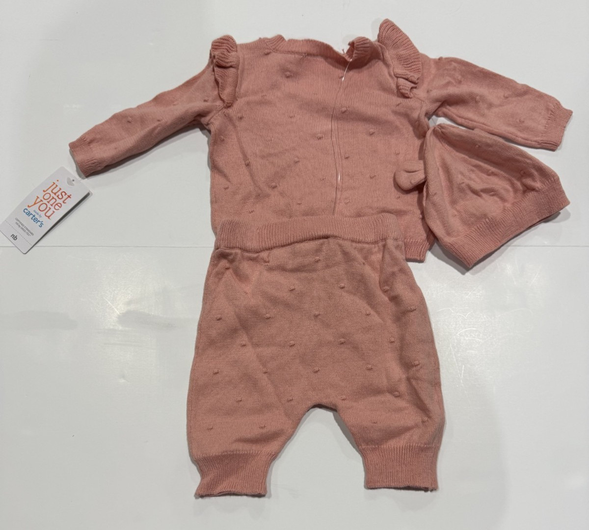 Carter's Just One You Baby Girls' 3pc Sweater Top & Bottom Set - Pink Newborn