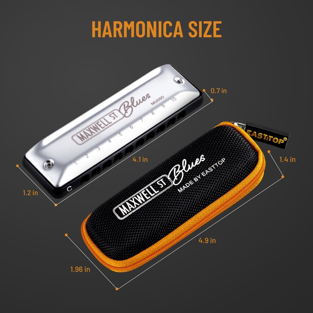 EASTTOP professional diatonic harmonica set MAXWELL ST Blues Harmonica 10 Holes