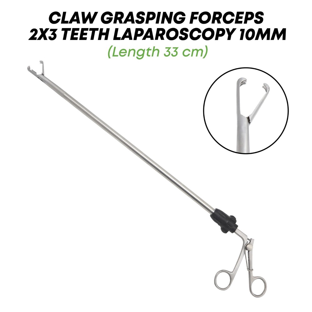 Claw Grasping Forceps 2x3  Teeth 10 mm Laparoscopy Surgical Instruments German